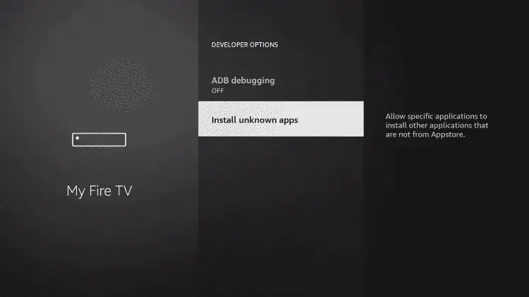 Install unknown apps in Developer options