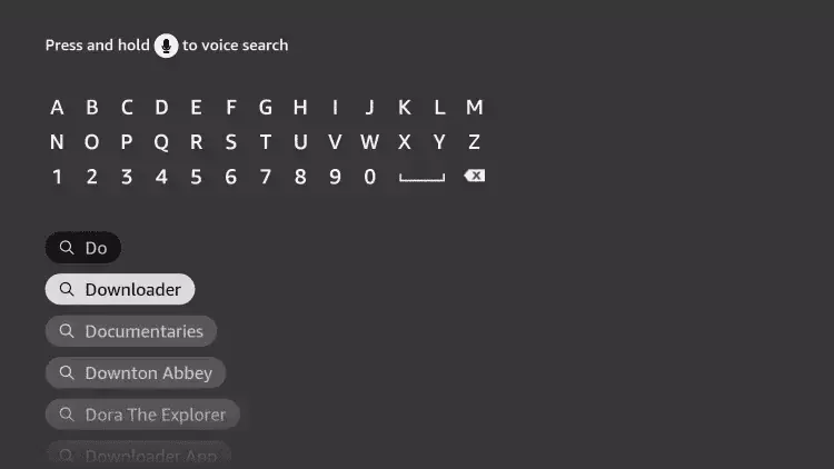 Searching for Downloader on Fire TV
